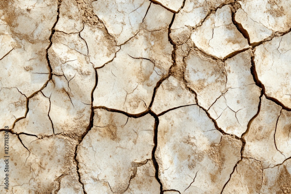Poster Close up of a cracked dirt surface with intricate patterns and texture
