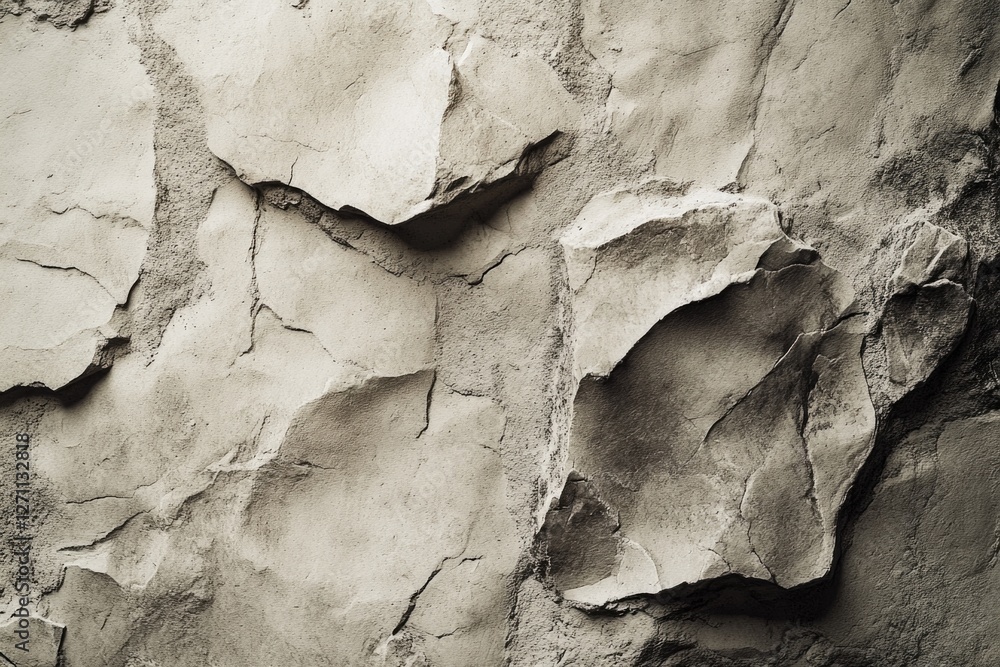 Poster a grayscale image of a rock face profile, suitable for use in editorial or informational contexts