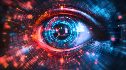 Futuristic digital eye concept abstract environment high-tech imagery virtual reality close-up perspective vision of tomorrow