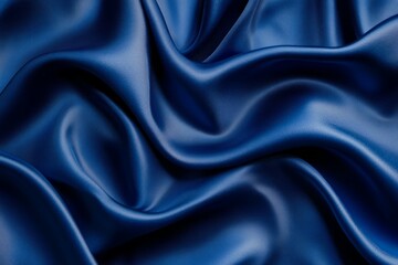 Fototapeta premium Luxurious blue silk fabric with flowing waves. AI generated
