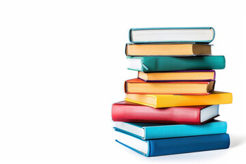 Fototapeta premium A stack of colorful hardcover books arranged in a neat pile, perfect for education, learning, and reading concepts.