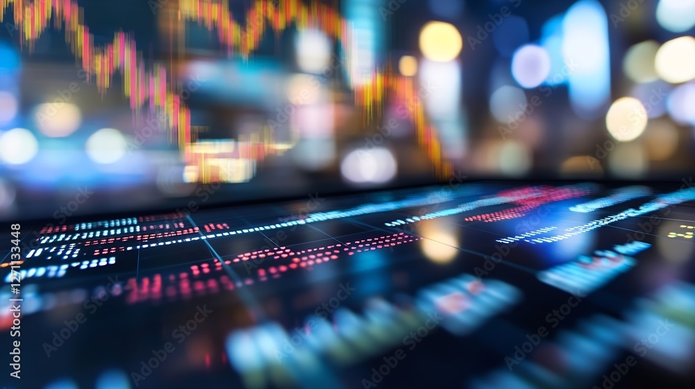 Leinwandbilder abstract analysis of digital financial trading market with vibrant colors and data visualization : g