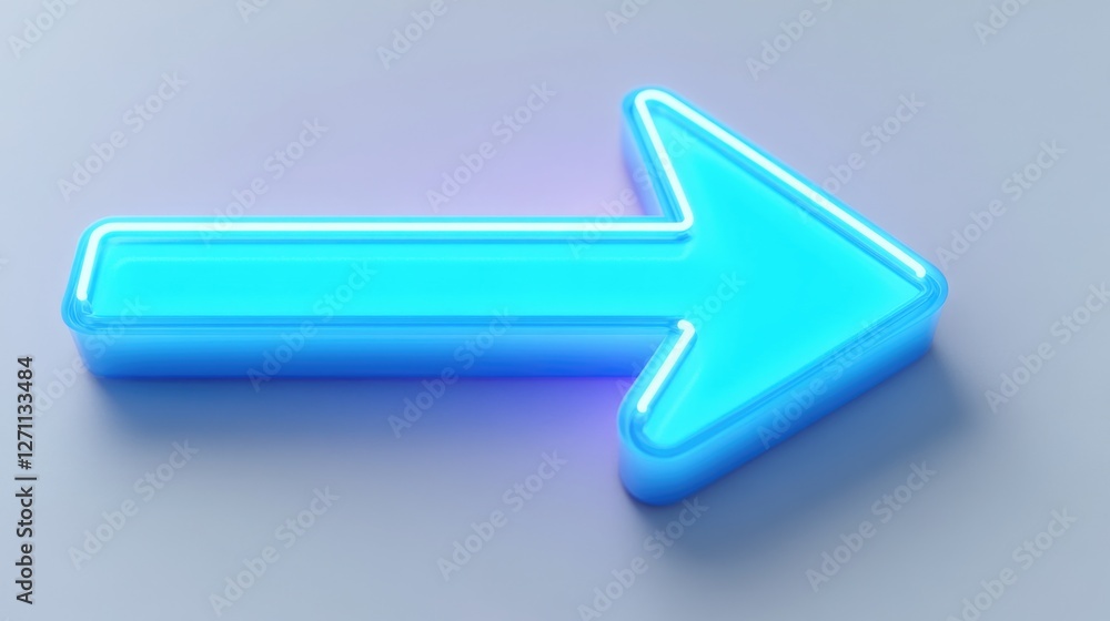 Poster a blue arrow pointing left direction on a gray surface, ideal for use in presentations, charts and d