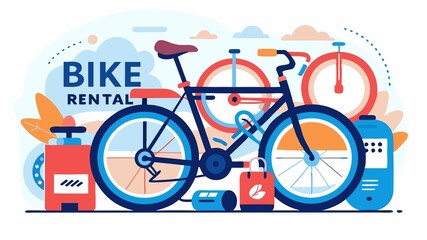 Fototapeta premium A specialized bike rental service concept focusing on a specific type of cycling or activity, such as road cycling, mountain biking, or e-bike rentals, offering a curated selection of bicycles and sp