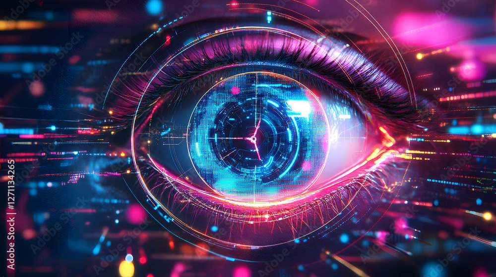 Poster digital eye concept showcasing futuristic technology and advanced graphics in a high-tech environmen