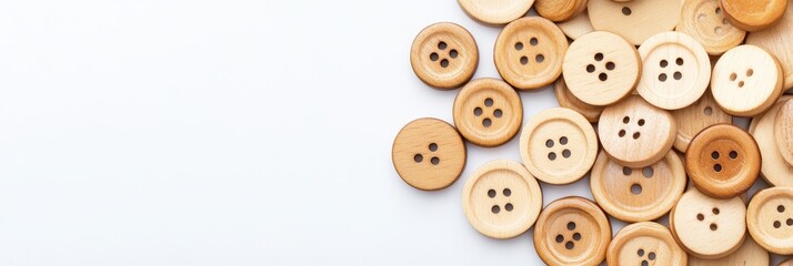 Obraz premium Wooden Buttons Minimalist Arrangement - Simple, natural, rustic, craft, and design; symbolizing handmade, texture, warmth, and elegance