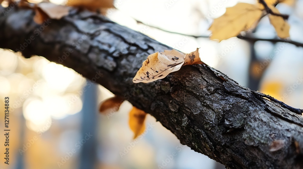 Poster aesthetic close up of autumn leaves on a tree branch capturing the essence of fall season : generati