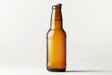 Brown glass bottle on white background. AI generated