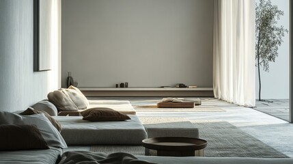 Serene Minimalist Modern Living Room Interior Design