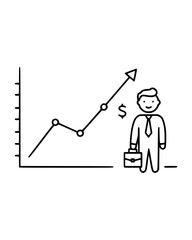 Simple Stroke Line Art of Investor Confidence Concept - Minimalist Financial Growth Illustration