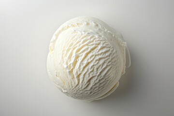 Fototapeta premium Vanilla ice cream scoop on white background. AI generated