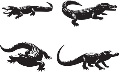 Fototapeta premium Crocodile silhouette vector EPS SET