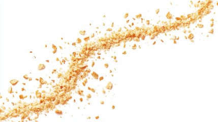 Crumb Trail Swirl - Golden crumbs scattered in a swirling motion against a white background. Perfect for food, bakery, or cooking themes