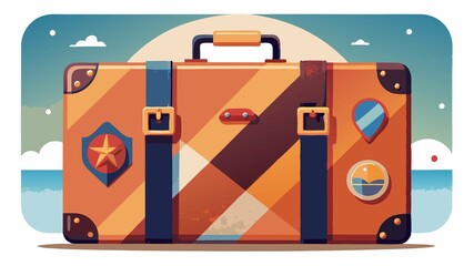 The worn texture of a vintage suitcase, its surface bearing the marks of time and travel, is beautifully complemented by a vibrant array of travel stickers, each a testament to past adventures and fa