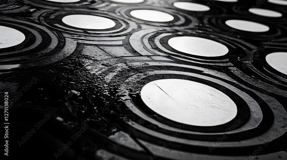 Poster monochrome artistic shot of circular patterns urban setting photography abstract environment low ang