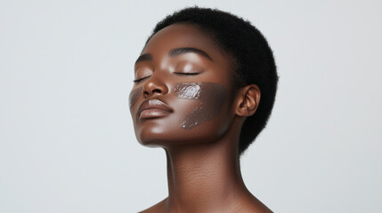 Black woman with facial mask enjoying a skincare beauty routine