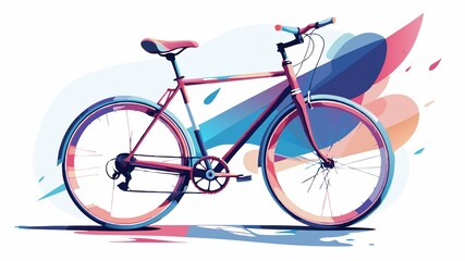 Fototapeta premium The metallic sheen of a bicycle's frame reflects the vibrant hues of a graffiti-covered wall, its clean lines and simple design creating a captivating contrast to the bold and expressive artwork, cre