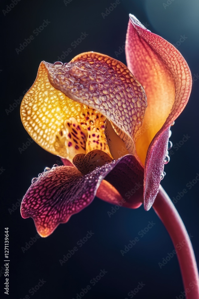 Poster a single flower sits on a dark surface, capturing attention with its vibrant colors