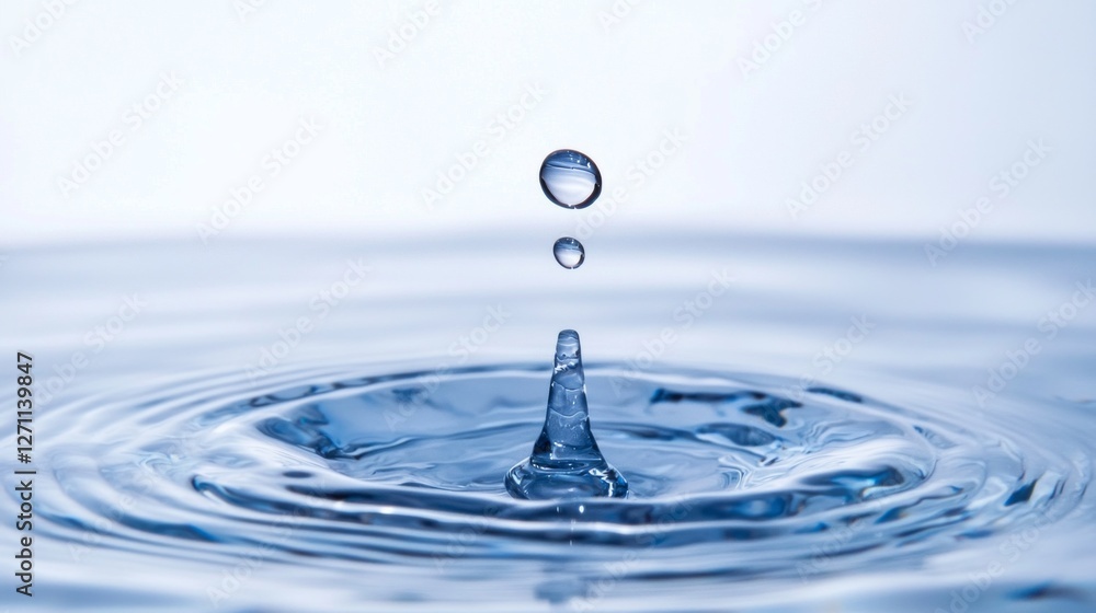 Poster a single droplet of water descends gracefully, creating ripples across a tranquil surface. this mesm