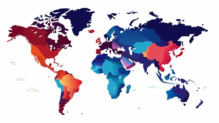 Fototapeta premium The intricate details of a detailed world map are beautifully highlighted by the vibrant colors used to depict the diverse geography of the world, with each continent clearly labeled, creating a visu