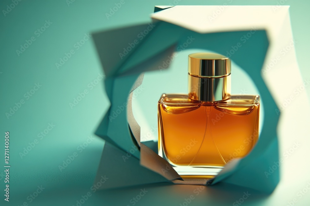 Poster a bottle of perfume sits on a table, ready for use