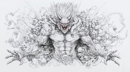 Obraz premium Powerful White Mythical Creature Illustration