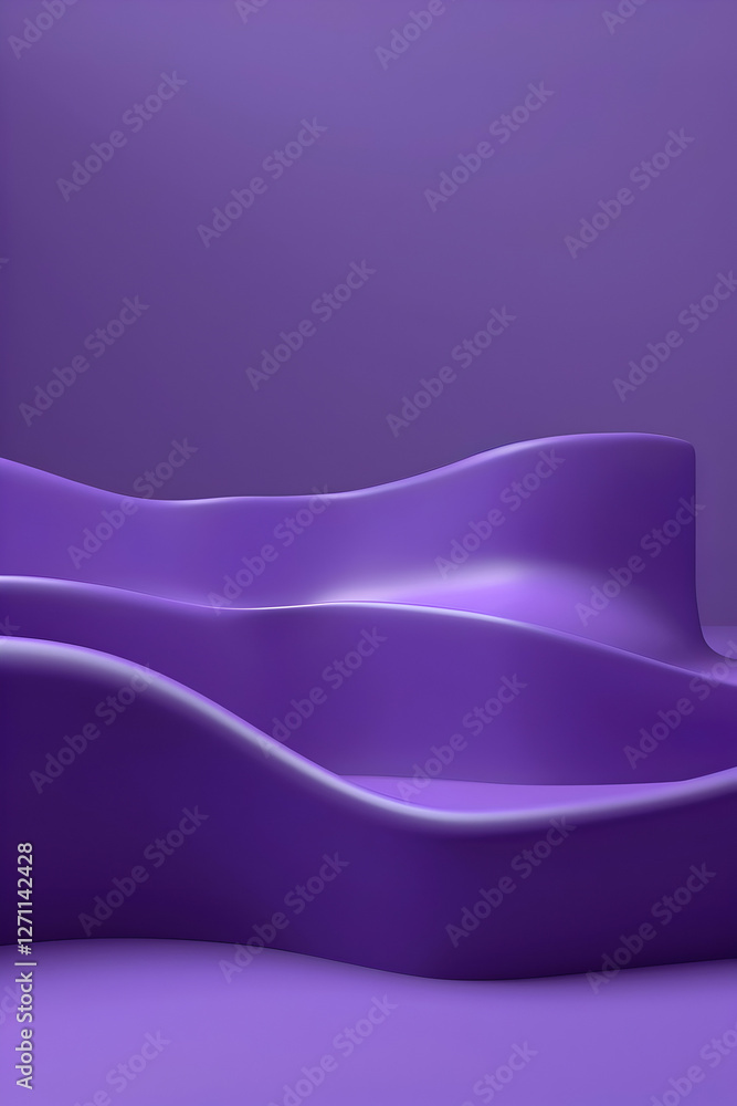Aufkleber abstract purple waves creating a smooth, flowing landscape in a minimalistic setting