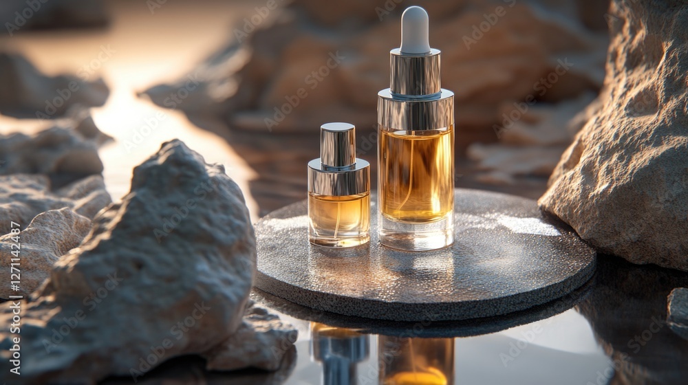 Aufkleber a pair of bottles placed on a table