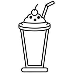 Retro Milkshake Line Art Design