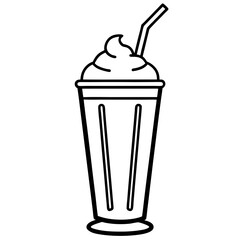 Retro Milkshake Line Art Design