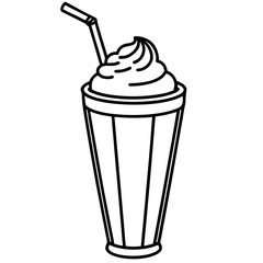 Retro Milkshake Line Art Design
