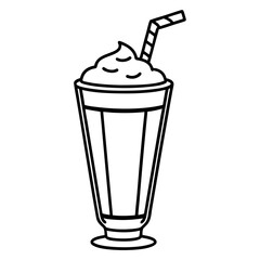 Retro Milkshake Line Art Design