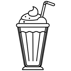 Retro Milkshake Line Art Design