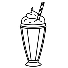 Retro Milkshake Line Art Design