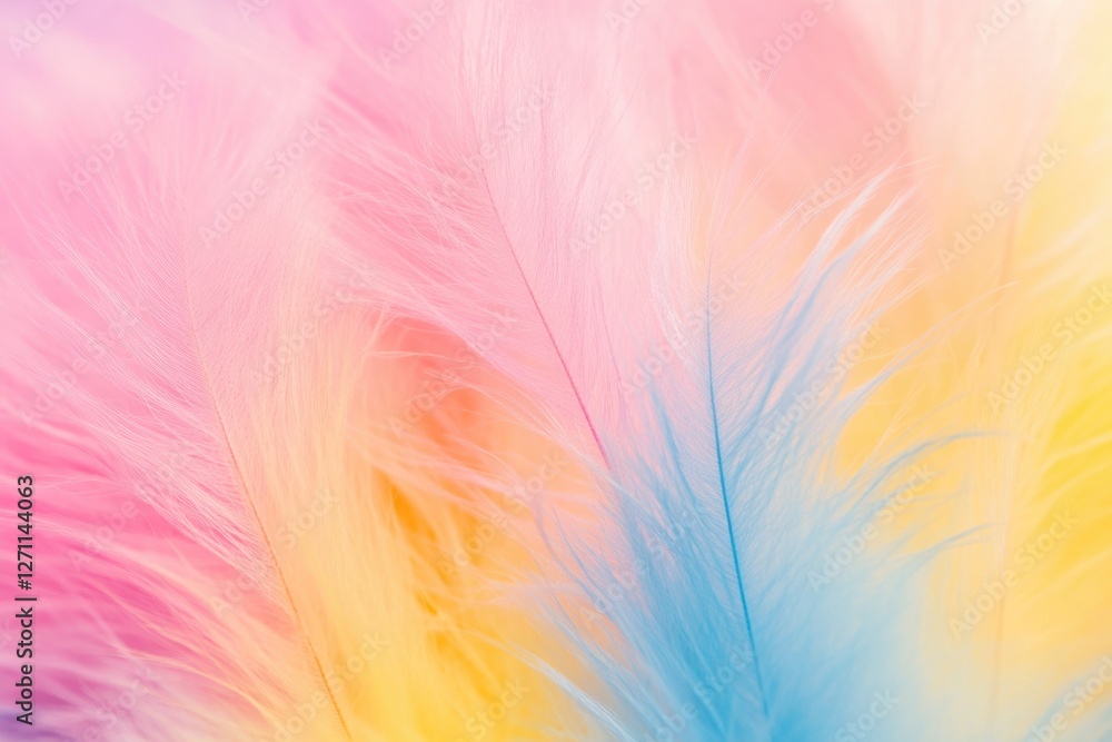 Poster a close-up view of a bunch of vibrant and colorful feathers