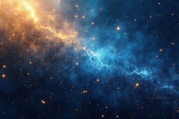 Naklejka premium blue gold star trail celestial light on dark space