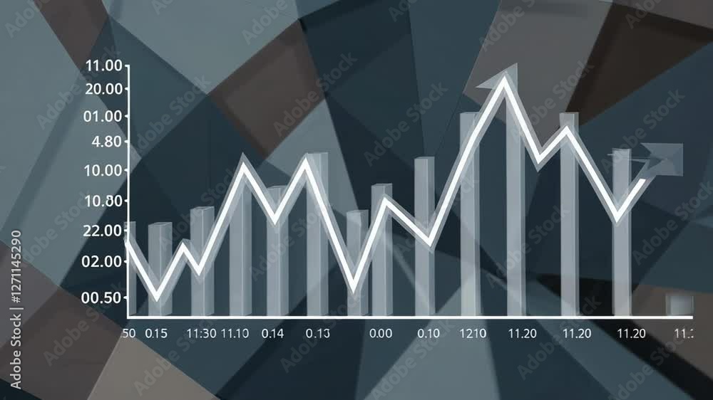 Aufkleber financial growth visualization displaying ascending charts and bar graphs advancing against geometri