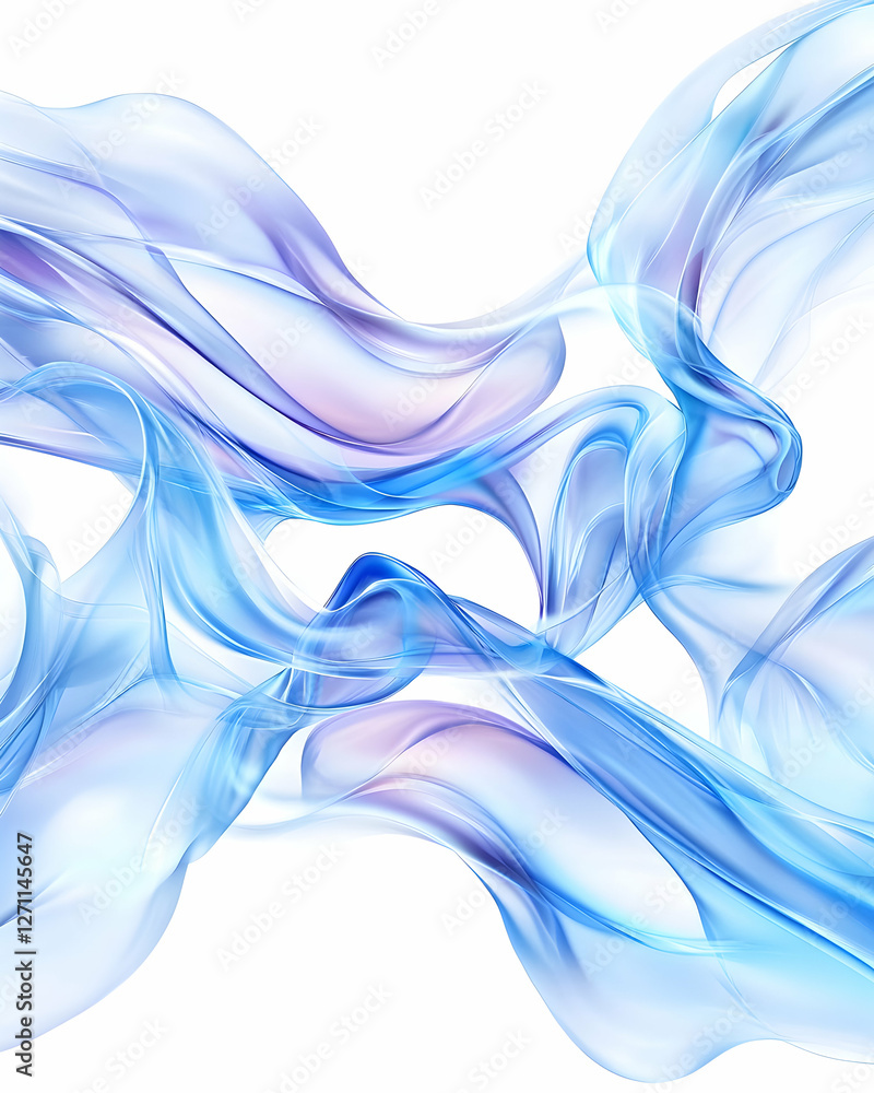 Poster abstract blue swirl ribbon-like forms intertwine for fluidity, background use