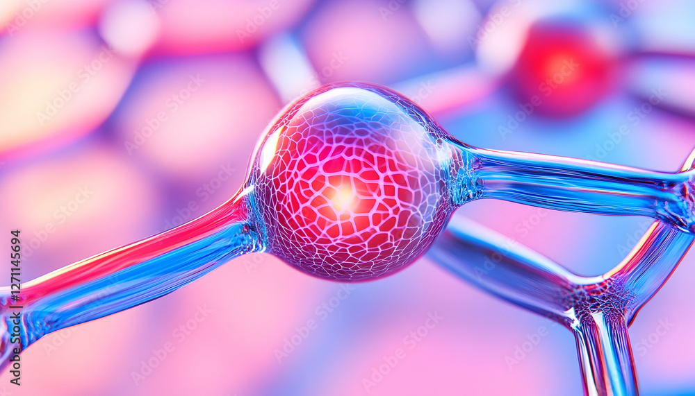 Poster abstract cell membrane molecular structure in vibrant light for science backdrop