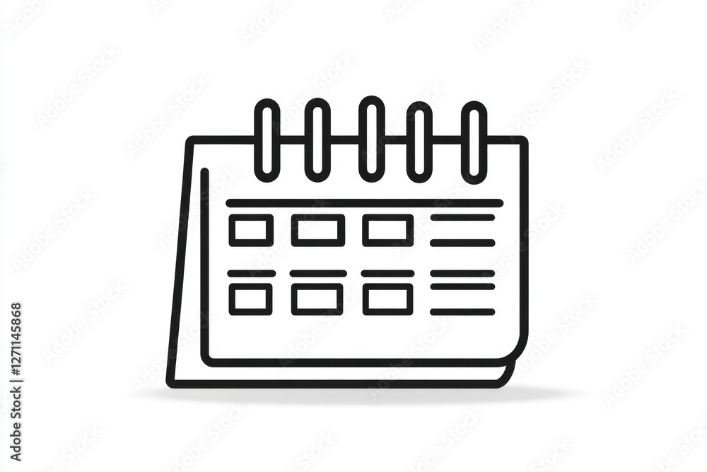 Poster A simple black and white calendar icon on a white background, useful for representing dates or scheduling in various designs