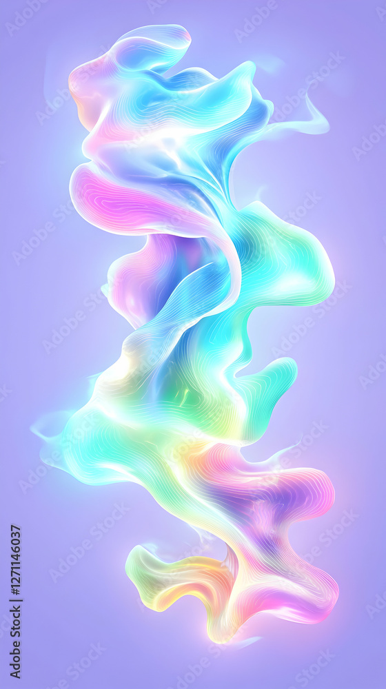 Poster abstract fluid colorful flow forms a shape. background is plain. for design use
