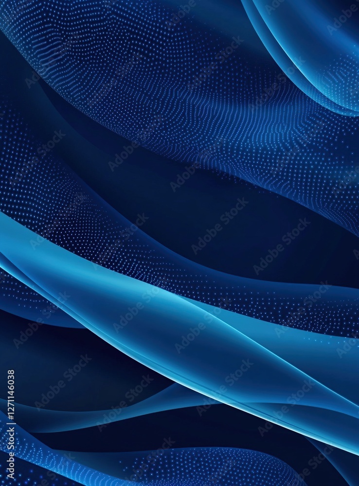 Poster abstract blue waves: digital art, glowing particle design, dynamic motion, seamless loop, visual eff