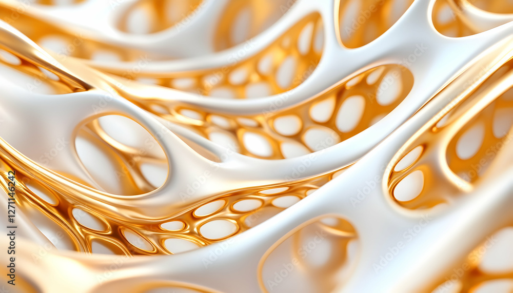 Poster abstract golden structure with a white surface. elegant background material