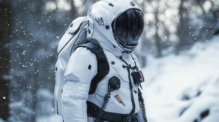 futuristic suit that protects people from extreme climates.