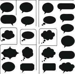 Black speech bubbles set