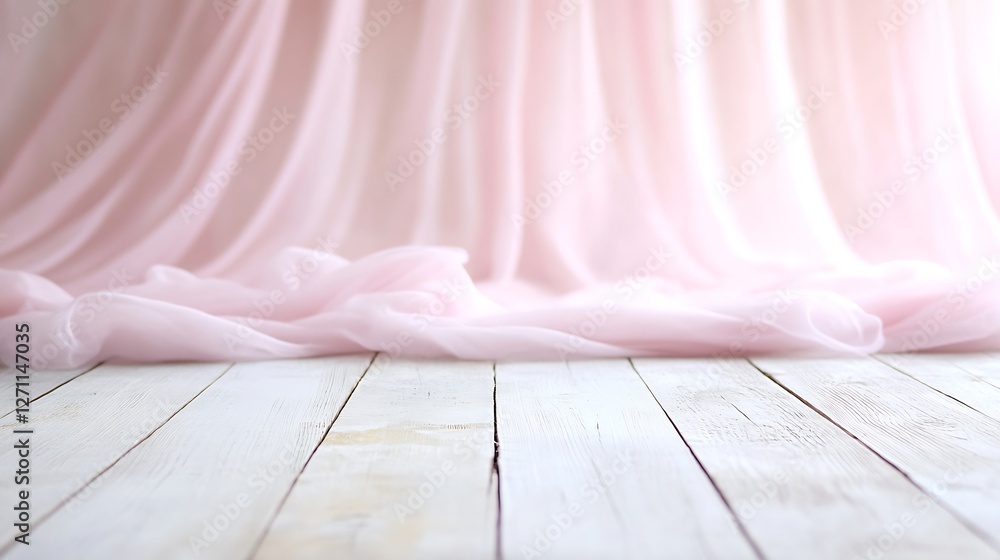 Poster soft pink fabric drapery with light streaming for elegant background ambiance : generative ai