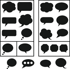 Black speech bubbles set