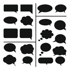 Black speech bubbles set