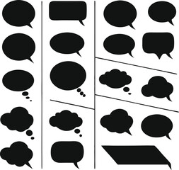 Black speech bubbles set