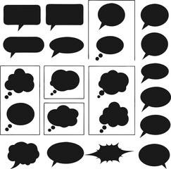 Black speech bubbles set